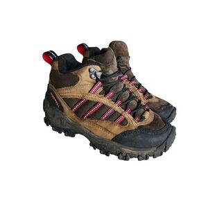 Merrell Blade Mid Hiking Boots Youth Size 13 Brown Pink Lace Up Suede Non Slip